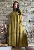 Tasha Damask T Shirt Maxi Dress Deep Olive